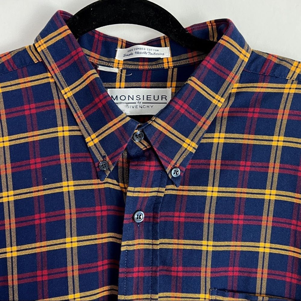Givenchy Monsieur Plaid Single Needle Short Sleeve Button Down Shirt 2X Big